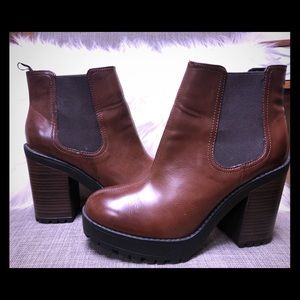 Dark Brown Faux Leather Ankle Boot